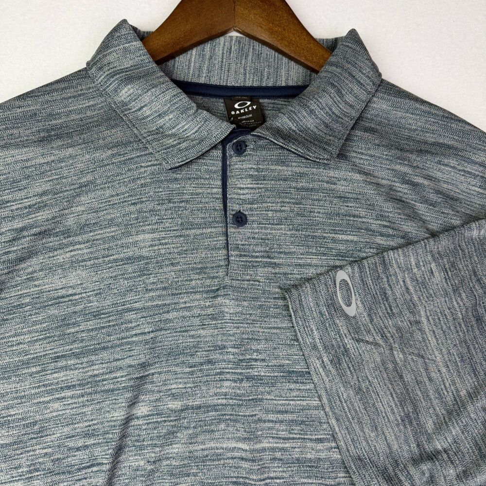 OAKLEY Hydrolix Golf Polo Shirt XL Blue Gray Heather